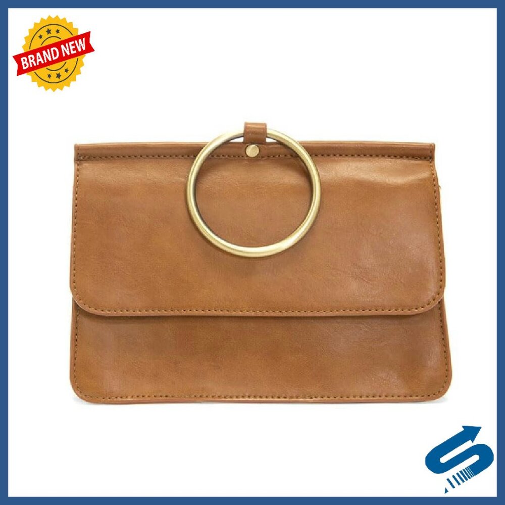 Vegan Leather Crossbody Bag With Ring Handle, Multiple Compartments